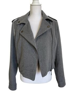 Aeropostale Moto Jacket Women's Size L Large Gray Wool Blend Lined